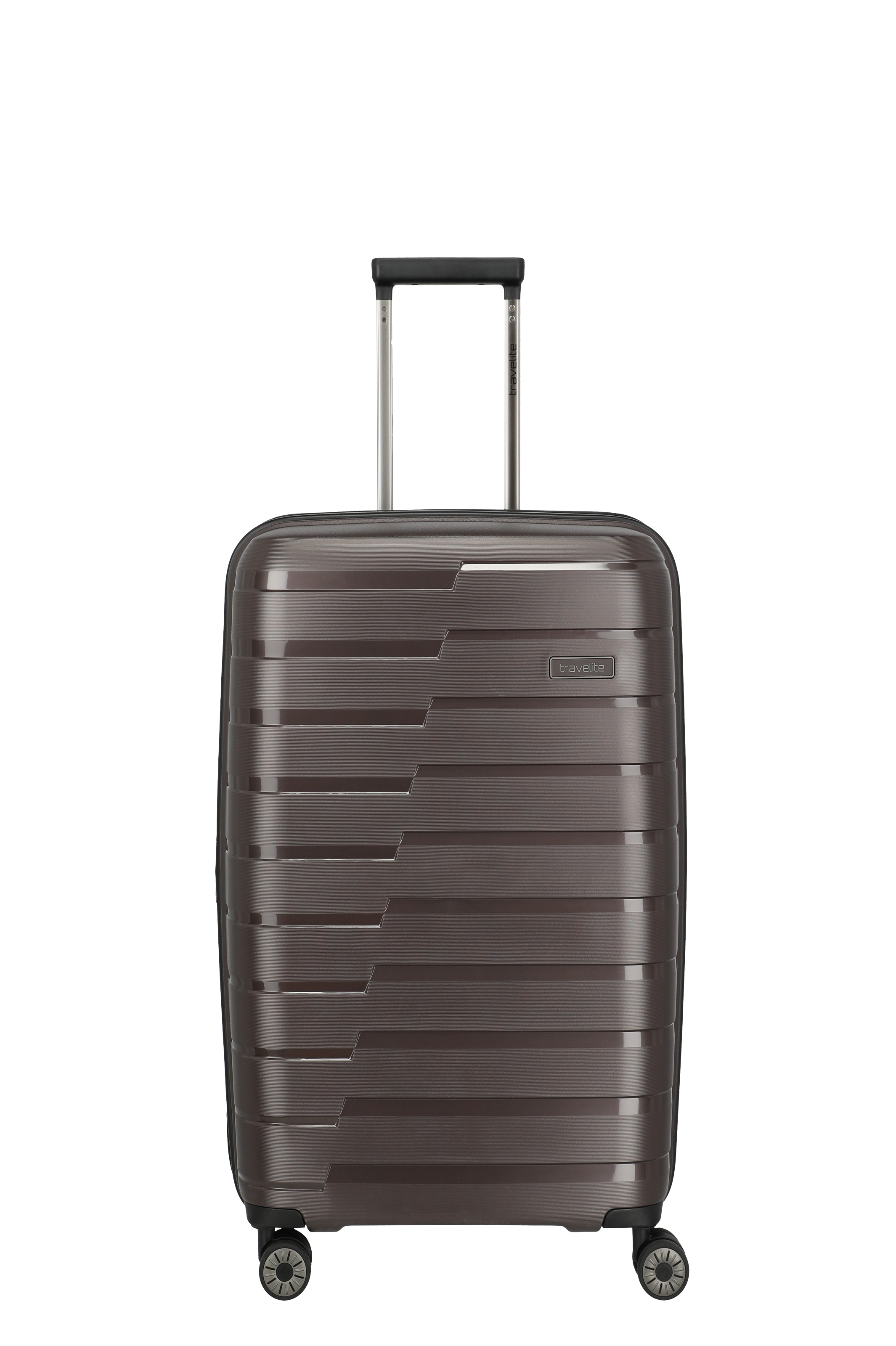 Hartschalen-Trolley in Braun mit vier Rollen und ausziehbarem Griff – Moderner Reisekoffer Brauner Hartschalenkoffer mit stilvollem Design, vier Rollen und ausziehbarem Teleskopgriff, ideal für Reisen