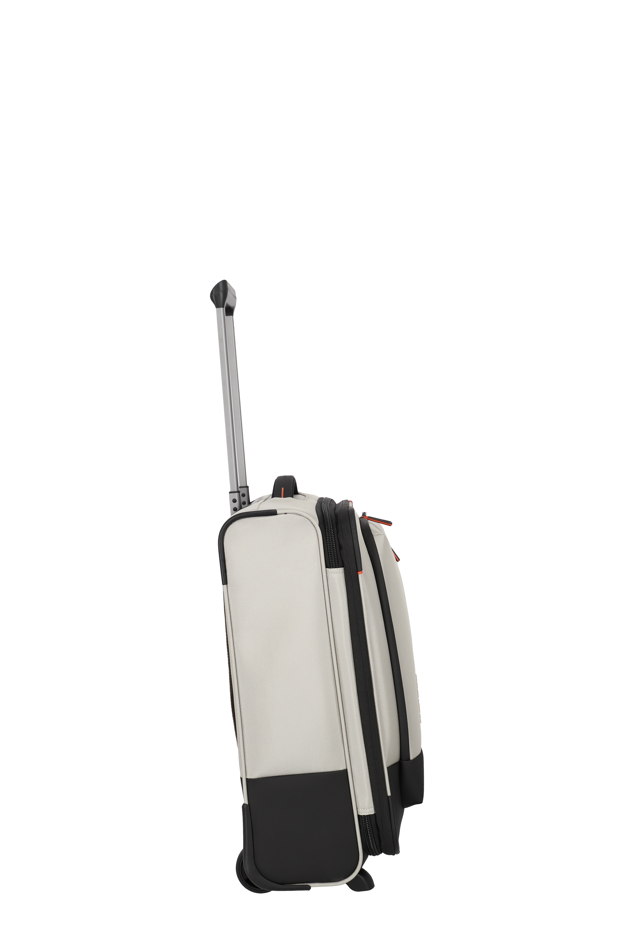 Moderner Trolley-Reisekoffer in Beige mit Teleskopgriff – Seitenansicht