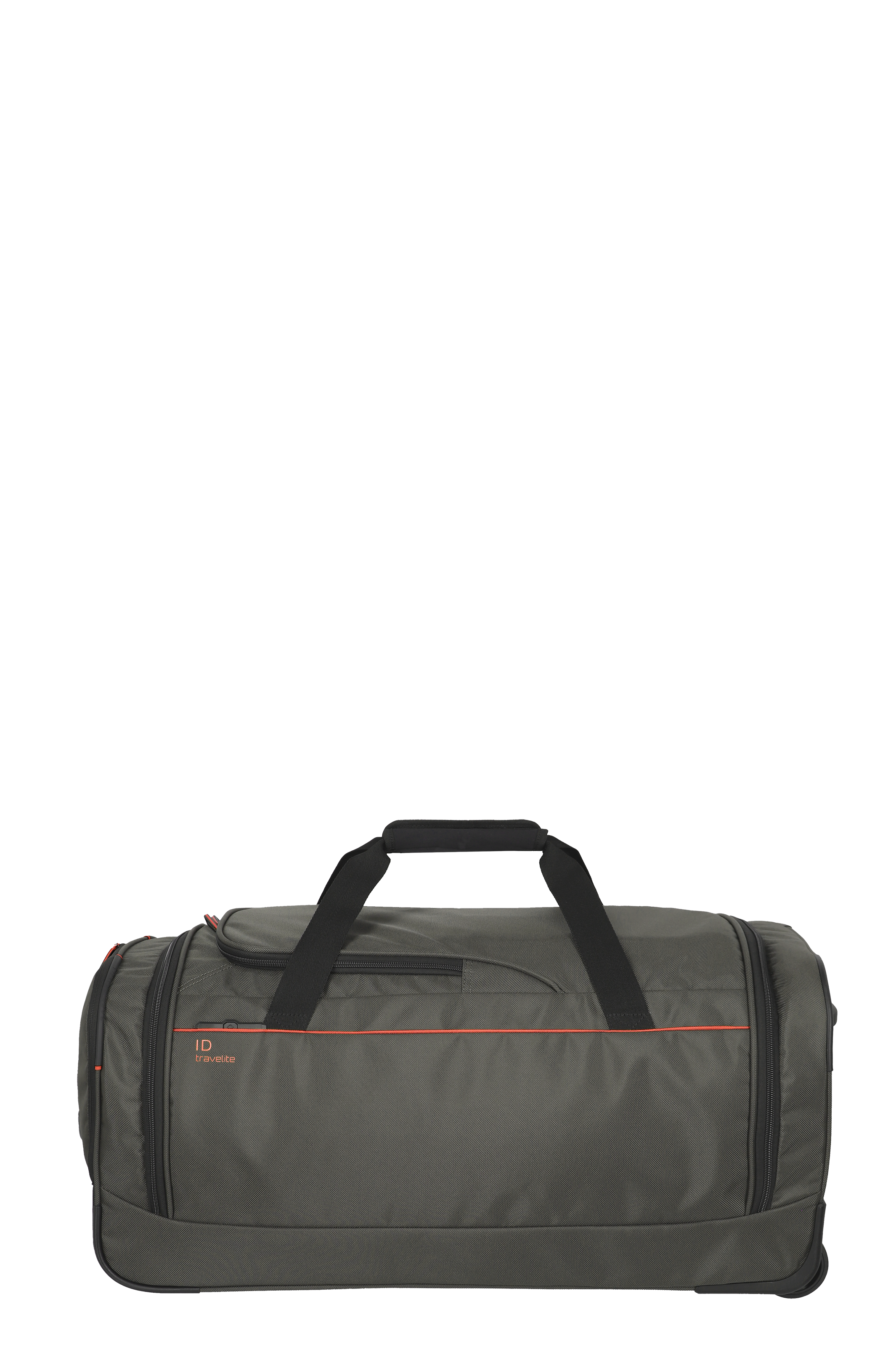 Große Reisetasche in Dunkelgrau mit robusten Tragegriffen und zusätzlichem Seitenfach
