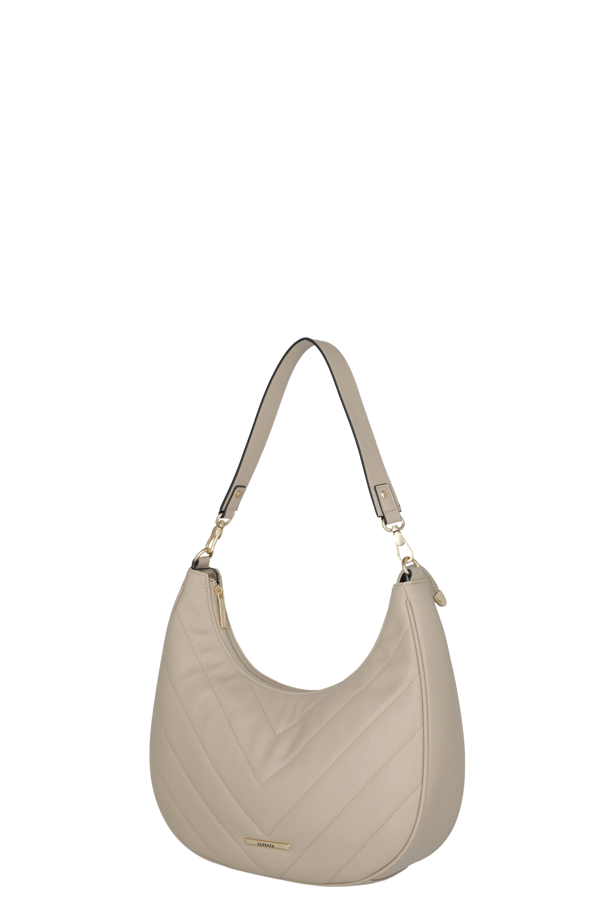 Beige Schultertasche mit Steppung, modische Damen Handtasche mit kurzem Trageriemen