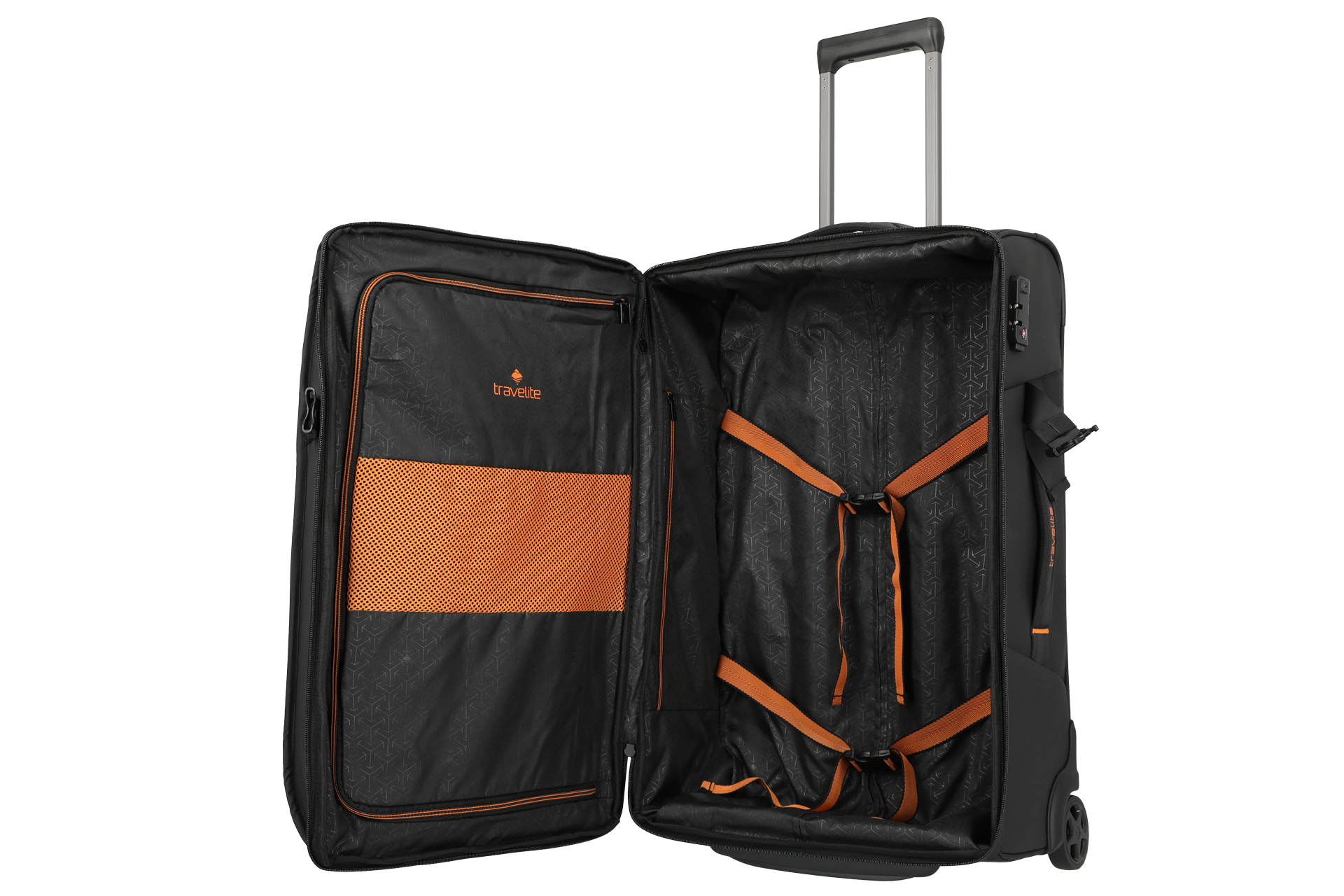 travelite Briize Rollenreisetasche in schwarz Eine travelite Rollenreisetasche der Serie Briize Detail Innenansicht in schwarz