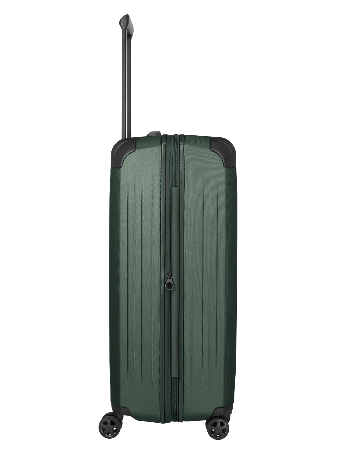 Großer grüner Hartschalenkoffer mit Teleskopgriff und vier Rollen – ideal für Reisen