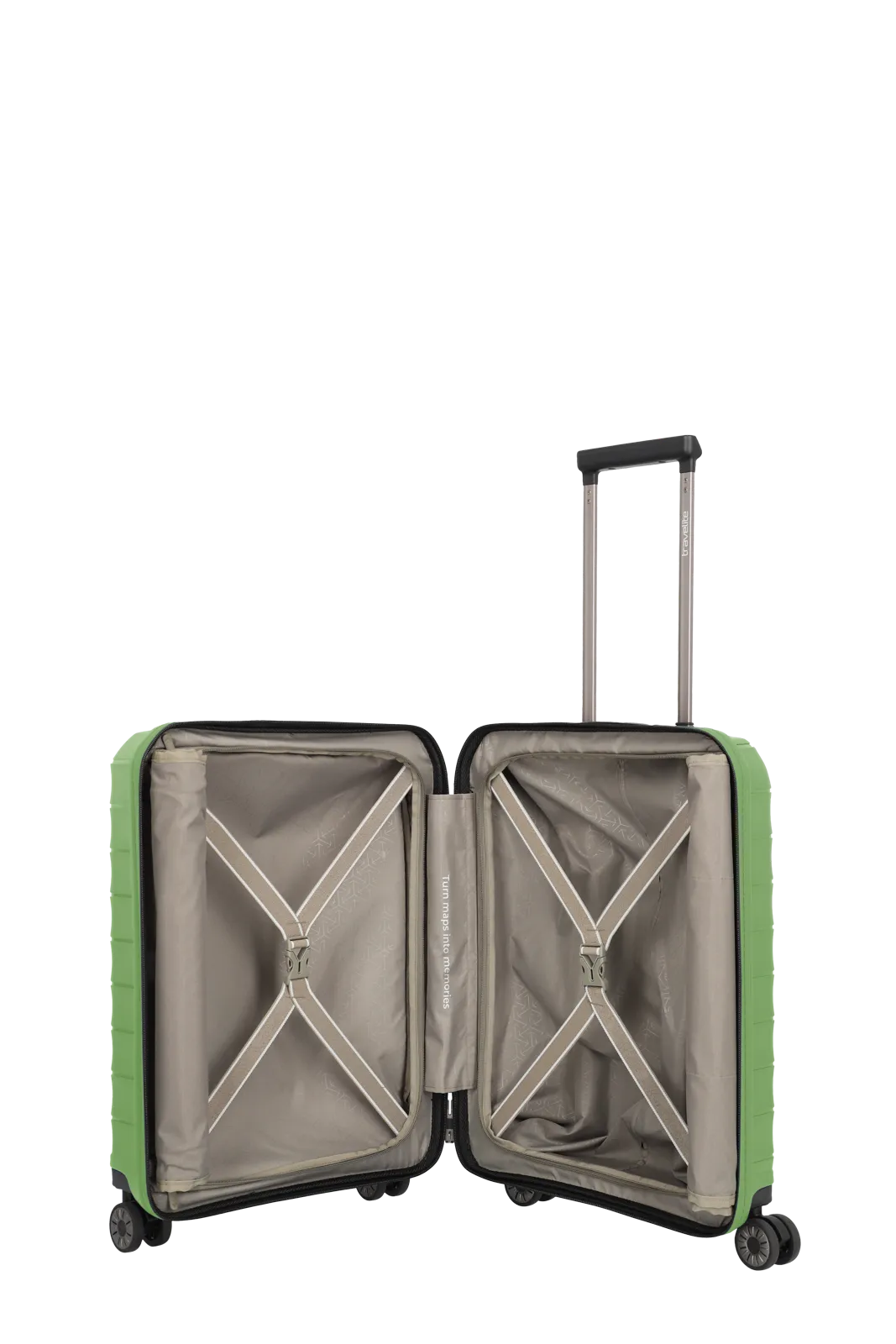Mooby in Gruen Groesse S mit Vortasche Innenansicht Packgurte