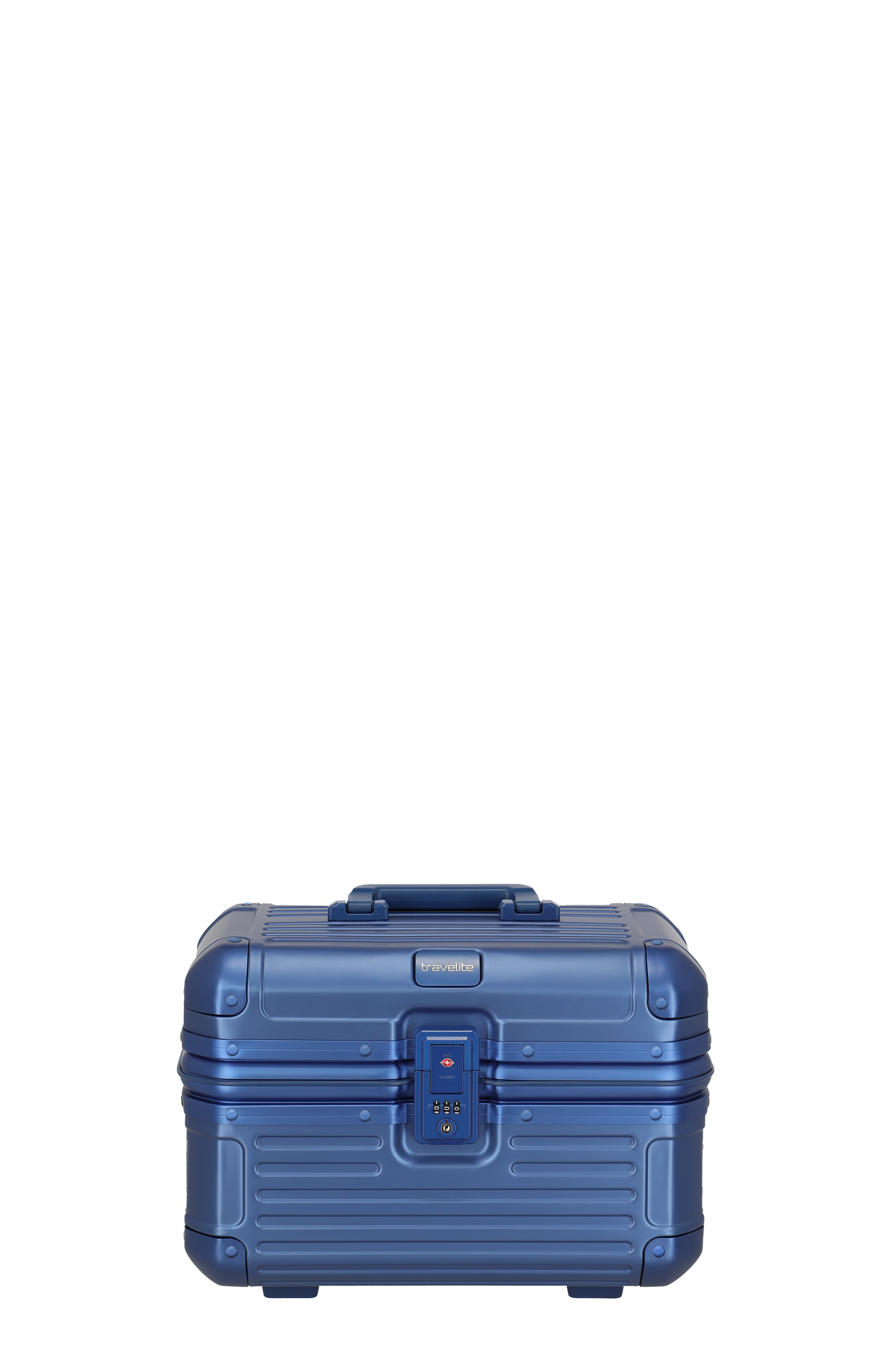 Travelite Beauty Case Hartschale in Blau mit Zahlenschloss Blaues Hartschalen-Beauty-Case von Travelite mit Zahlenschloss und Tragegriff